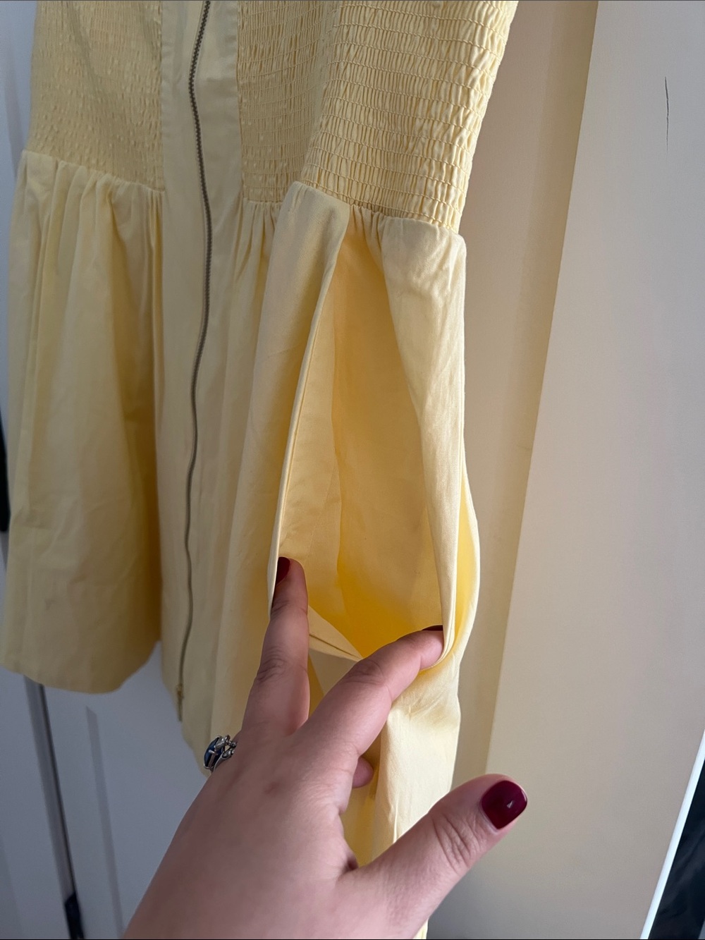 Anthropologie NWT Butter Yellow Tommie Zip-Front Smocked Mini Dress - Picture 6 of 7